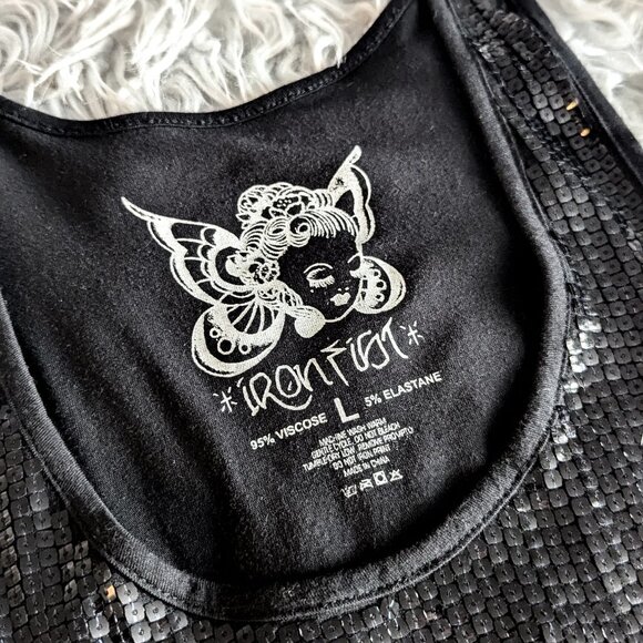 EUC - Iron Fist Gypsy Dreams Printed Sequin Tank Top - Picture 4 of 6